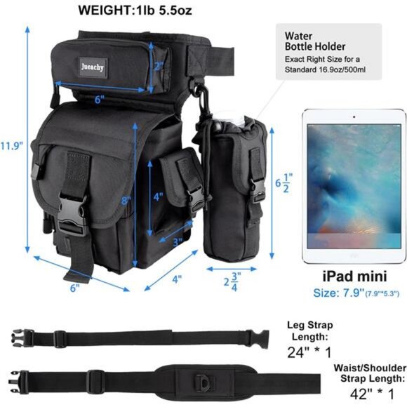 Drop Leg Bag for Men Tactical Metal Detecting Thigh Pack with Water Bottle Pouch - Picture 5 of 7